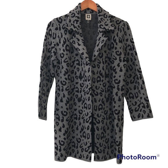 Anne Klein Open Front Animal Print Sweater Jacket - Picture 5 of 12